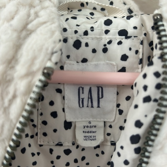 Gap Kids Girls Sherpa Bear Ear Hooded Cream Zip Up Jacket - Picture 5 of 6
